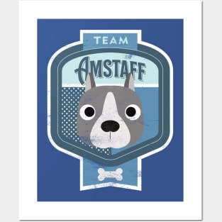 Team Amstaff - Distressed American Staffordshire Terrier Beer Label Design Posters and Art